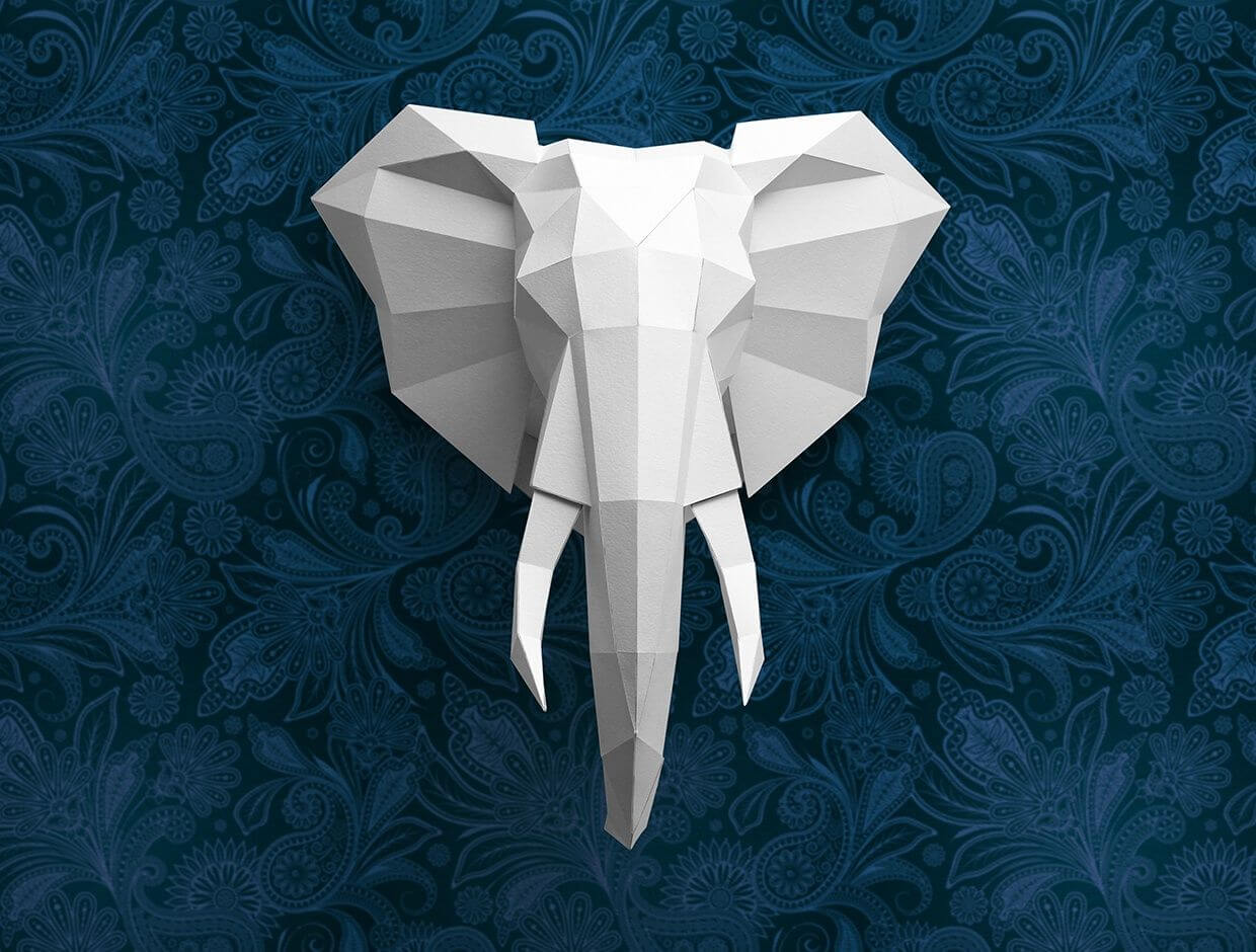 оригами из картона слон
